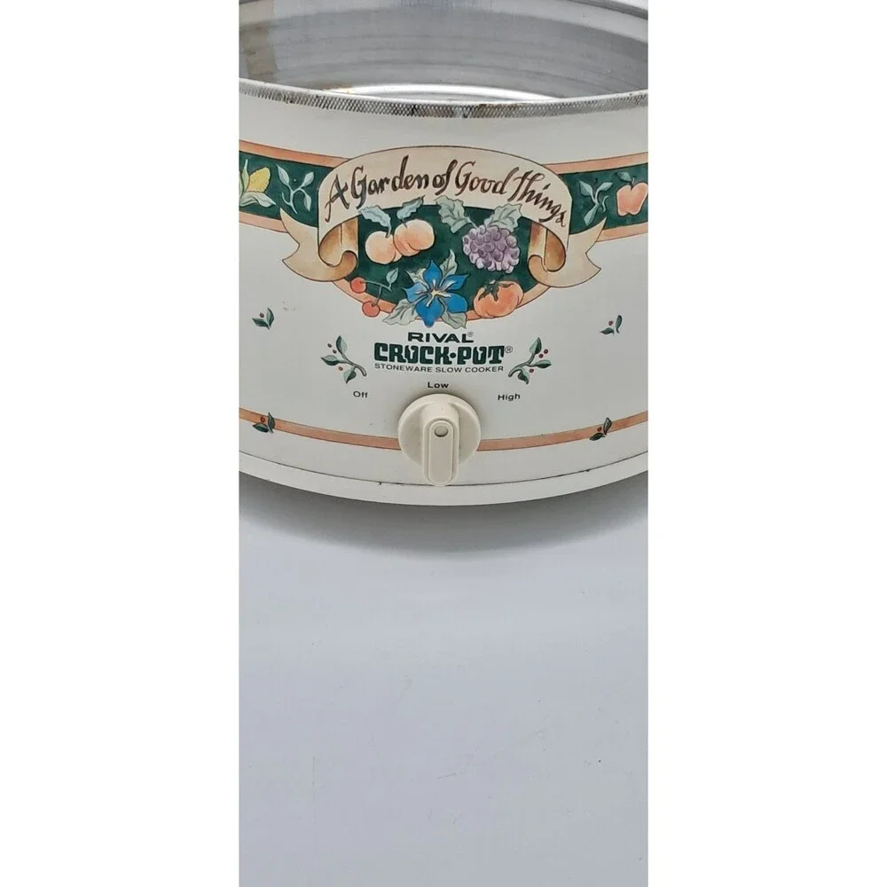 Vintage Rival Crockpot A Garden of Good Things Model 3355 Plastic Lid 5 Quart